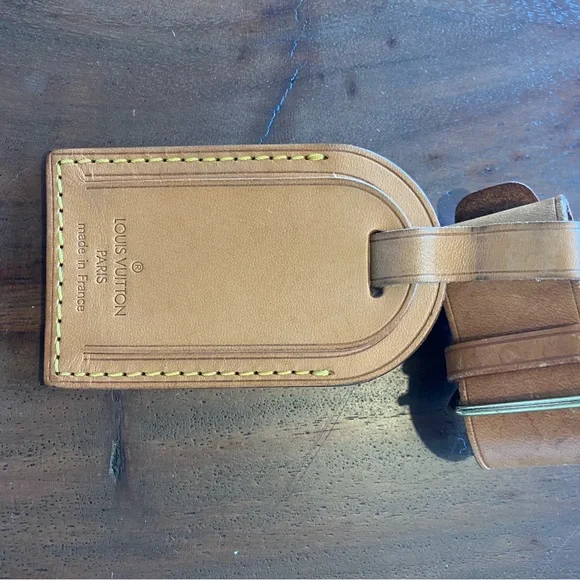 TWO Louis Vuitton Tan Leather luggage tags! - Picture 3 of 11